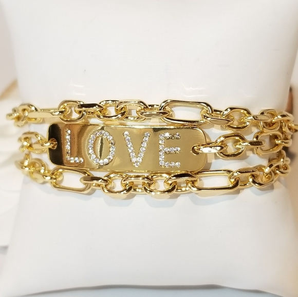 NEW Gold Love Choker Bracelet Necklace - Picture 5 of 11
